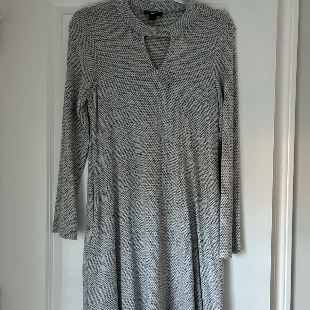 Iz Byer Gray Long Sleeve Mock Neck Dress